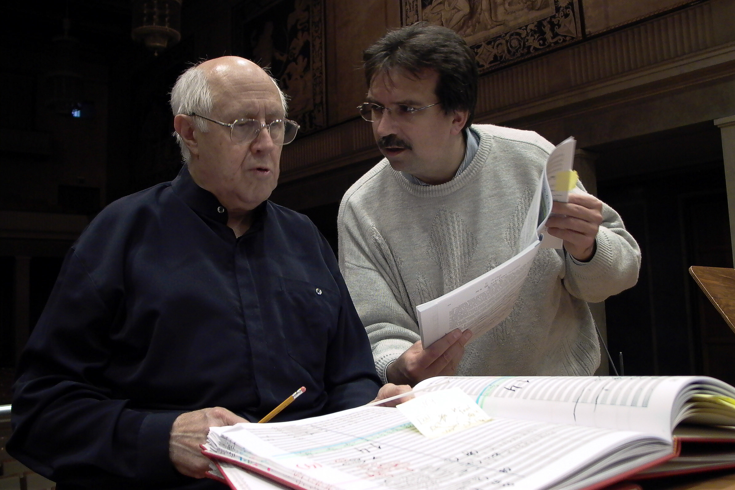 Probenarbeit mit Mstislaw Rostropowitsch zum Konzert im Herkulessaal München für Modest Mussorgskis „Salammbo“, 2003.